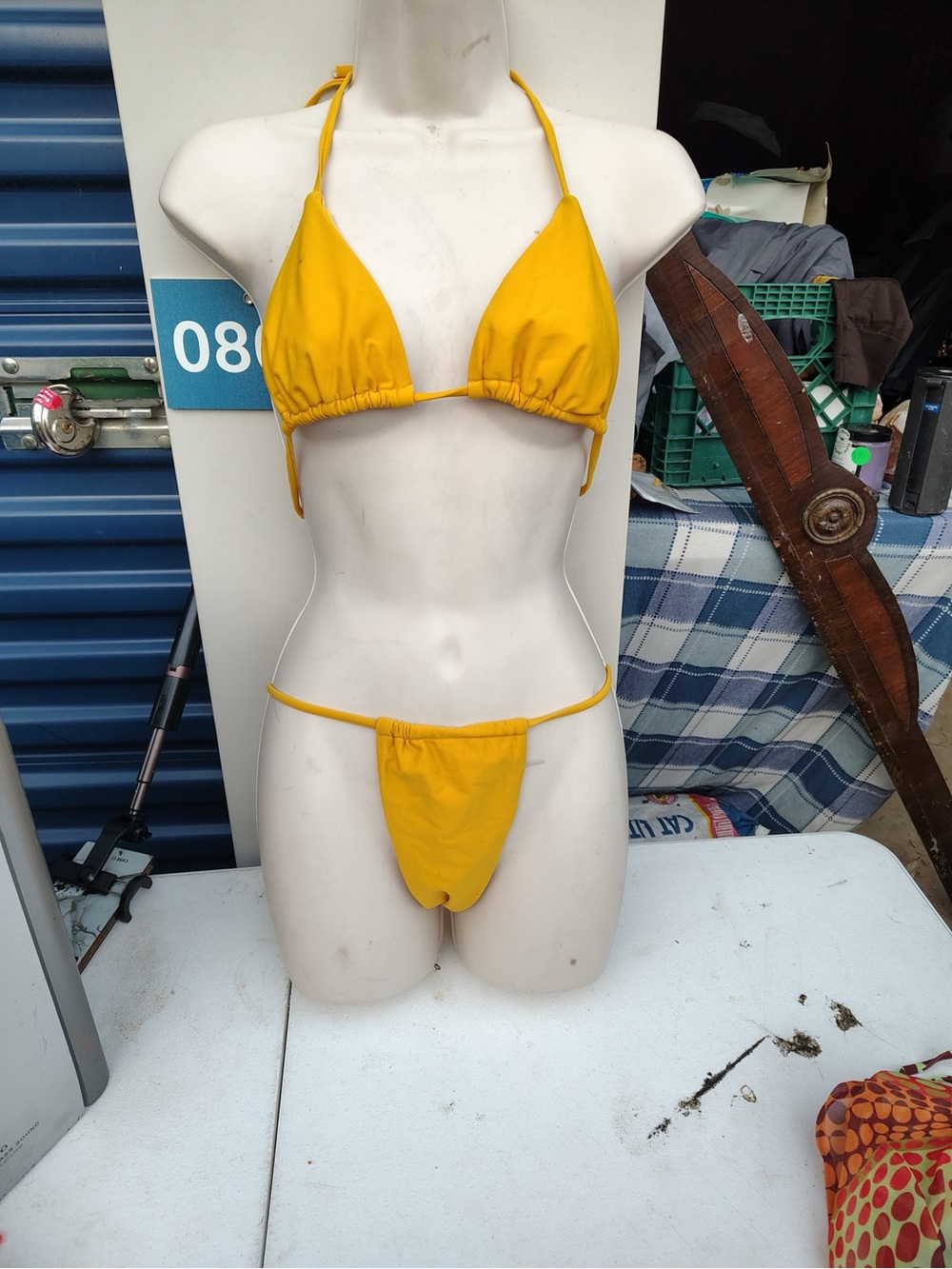 Yellow Tie-Back Triangle Bikini Set - Women's Swim